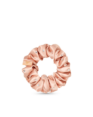 Crystal-Infused Silk Hair Tie – Rose Gold Crystallove