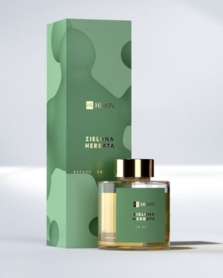 Reed Diffuser with Green Tea Scent in Glass Bottle with Natural Rattan Sticks HiSkin - 1