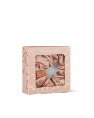 Crystal-Infused Silk Hair Tie – Rose Gold Crystallove
