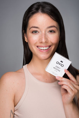 Ash grey zero power monthly coloured contact lenses Grey Moons No. 1 Ovio - 2