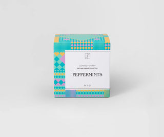 Mys peppermints scented soy candle in a ceramic pot