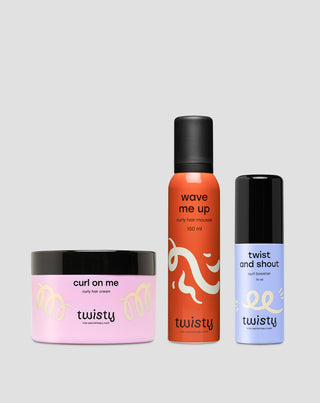 Twisty Curl Care & Styling Set – Cream + Foam + Booster for Curly and Wavy Hair - 1