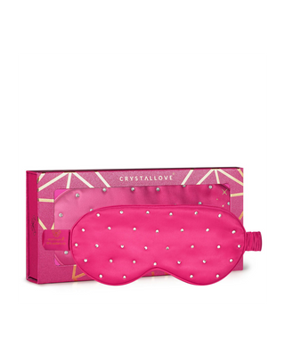 Silk Eye Mask for Sleep Adorned with Crystals – Hot Pink Crystallove - 1