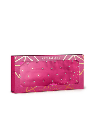 Silk Eye Mask for Sleep Adorned with Crystals – Hot Pink Crystallove - 4