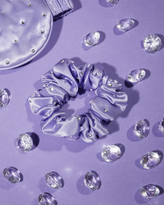 Crystal-Infused Silk Hair Tie – Lilac Crystallove
