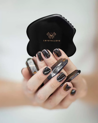 Facial Gua Sha Massage Plate with Obsidian Stone of Great Power Crystallove - 2