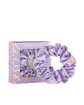 Crystal-Infused Silk Hair Tie – Lilac Crystallove