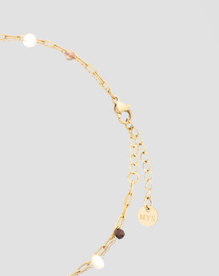 Stainless steel gold plated ankle bracelet with agate, maifan, jasper and aventurine Mys_2 - 3