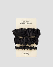 Set of black silk hair elastics from 100% natural silk Twisty 3 pcs.