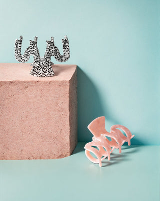 Set of large hair clips - pink and marbled Twisty 2 pcs - 4