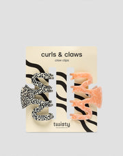 Set of large hair clips - pink and marbled Twisty 2 pcs