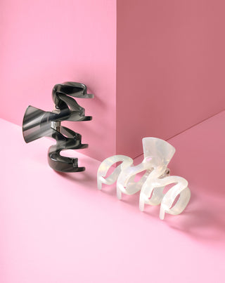 Set of large hair clips - pearl and black Twisty 2 pcs - 4