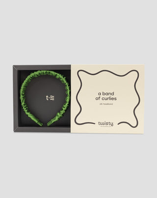 Silk hairband in 100% natural silk green Twisty - 3