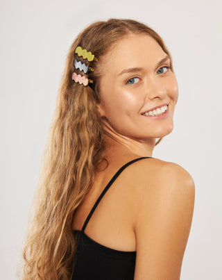 Set of wavy hair clips - green, black, pink Twisty 3 pcs. - 2