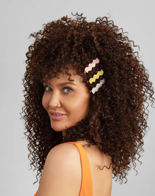 Set of wavy hair clips - pearl, green, pink Twisty 3 pcs. - 3