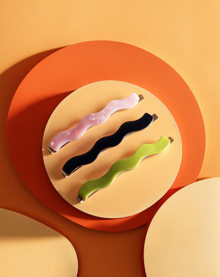 Set of wavy hair pins green, black, pink Twisty 3 pcs. - 3