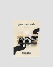 Set of wavy hair pins - marbled, pearl, black Twisty 3 pcs.