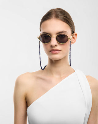 Gold-plated eyeglass chain with lapis lazuli Mys_3 - 3