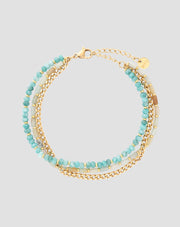 Gold-plated bracelet with natural stones African turquoise and amazonite Mys