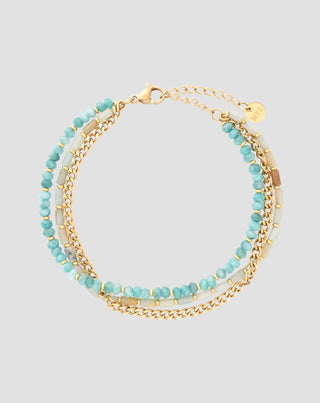 Gold-plated bracelet with natural stones African turquoise and amazonite Mys - 1