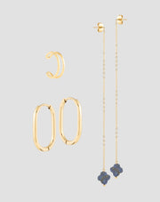 Set of gold-plated earrings with lapis lazuli in stainless steel Mys_4