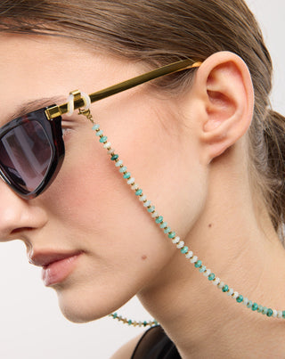Gold-plated eyeglass chain with African turquoise and amazonite Mys_2 - 2