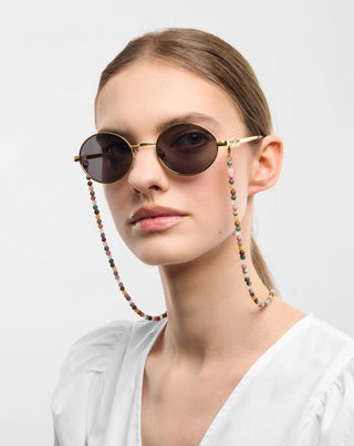 Gold-plated eyeglass chain with agate, maifan, jasper and aventurine Mys_2 - 3