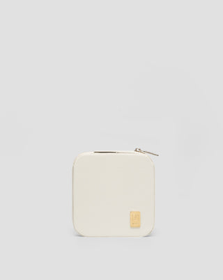 Small jewelry box with compartments, rollers and hooks, cream Mys - 1