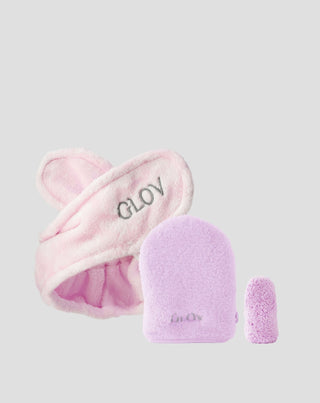 Hair Wrap and Two Makeup Removal Gloves Set for Daily Skincare Glov - 1