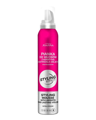 Joanna Styling Effect moisturising pink extra strong hair mousse with keratin - 1