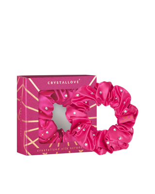 Crystal-Infused Silk Hair Tie – Hot Pink Crystallove - 1
