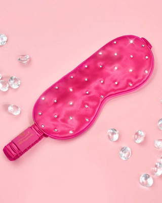 Silk Eye Mask for Sleep Adorned with Crystals – Hot Pink Crystallove - 3