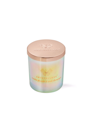 Soy Candle with Rainbow Fluorite and Pink Champagne in Glass Container Crystallove - 2