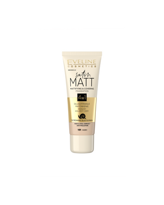 Eveline Satin Matt No. 101 ivory mattifying foundation with filtered snail slime - 1