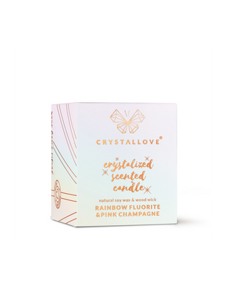 Soy Candle with Rainbow Fluorite and Pink Champagne in Glass Container Crystallove - 3