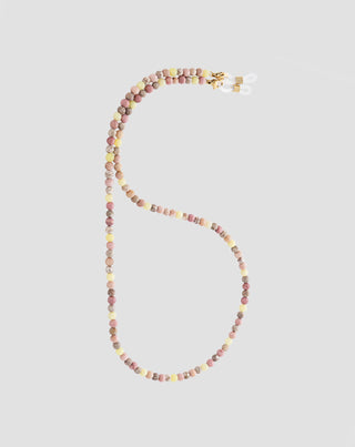 Natural stone eyeglass chain pink and lemon jade Mys_1 - 1