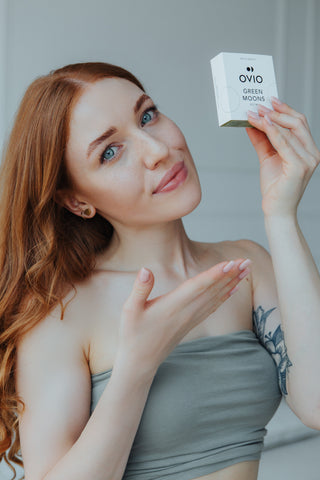 Green zero power monthly coloured contact lenses with silver stripes Green Moons No. 3 Ovio - 2