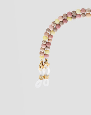 Natural stone eyeglass chain pink and lemon jade Mys_2 - 4