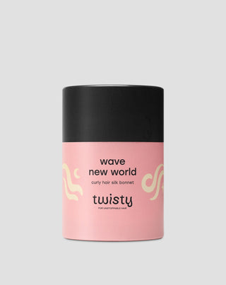 Twisty pink silk sleeping cap for curly and wavy hair - 4