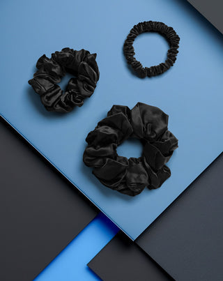 Set of black silk hair elastics from 100% natural silk Twisty 3 pcs. - 3