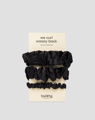 Set of black silk hair elastics from 100% natural silk Twisty 3 pcs. - 1