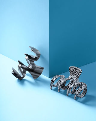 Set of large hair clips - marbled and black Twisty 2 pcs - 4