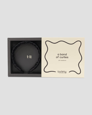Silk hairband in 100% natural silk black Twisty - 3