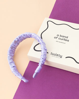 Silk hairband in 100% natural silk lilac Twisty - 2