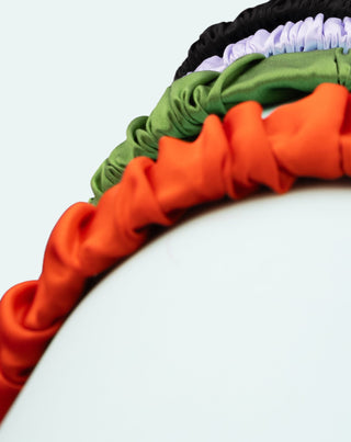 Silk hairband in 100% natural silk red Twisty - 5