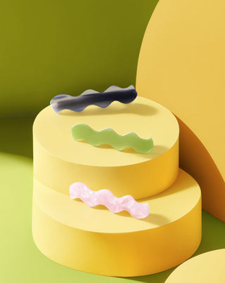 Set of wavy hair clips - green, black, pink Twisty 3 pcs. - 3