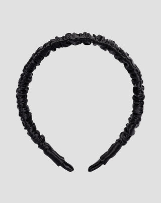 Silk hairband in 100% natural silk black Twisty - 1