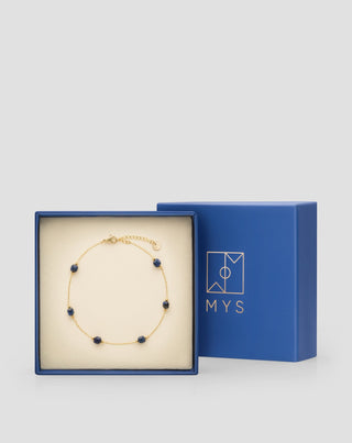 Mys gold plated stainless steel ankle bracelet with lapis lazuli - 4