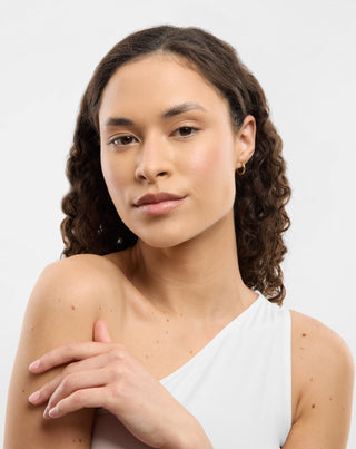 Set of gold-plated earrings with white jade in stainless steel Mys_3 - 4