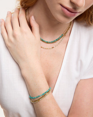 Gold-plated stainless steel bracelet with African turquoise and amazonite Mys_1 - 2